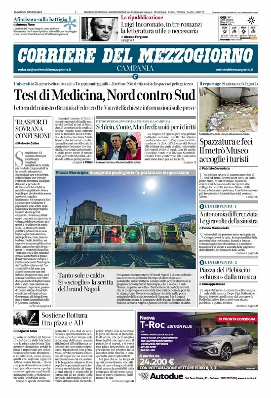 Prima-pagina-corriere del mezzogiorno-del-2024-06-29